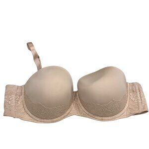 Torrid Curve Strapless Nude Bra 42C Lace Detail Nylon/Spandex Womens Lingerie